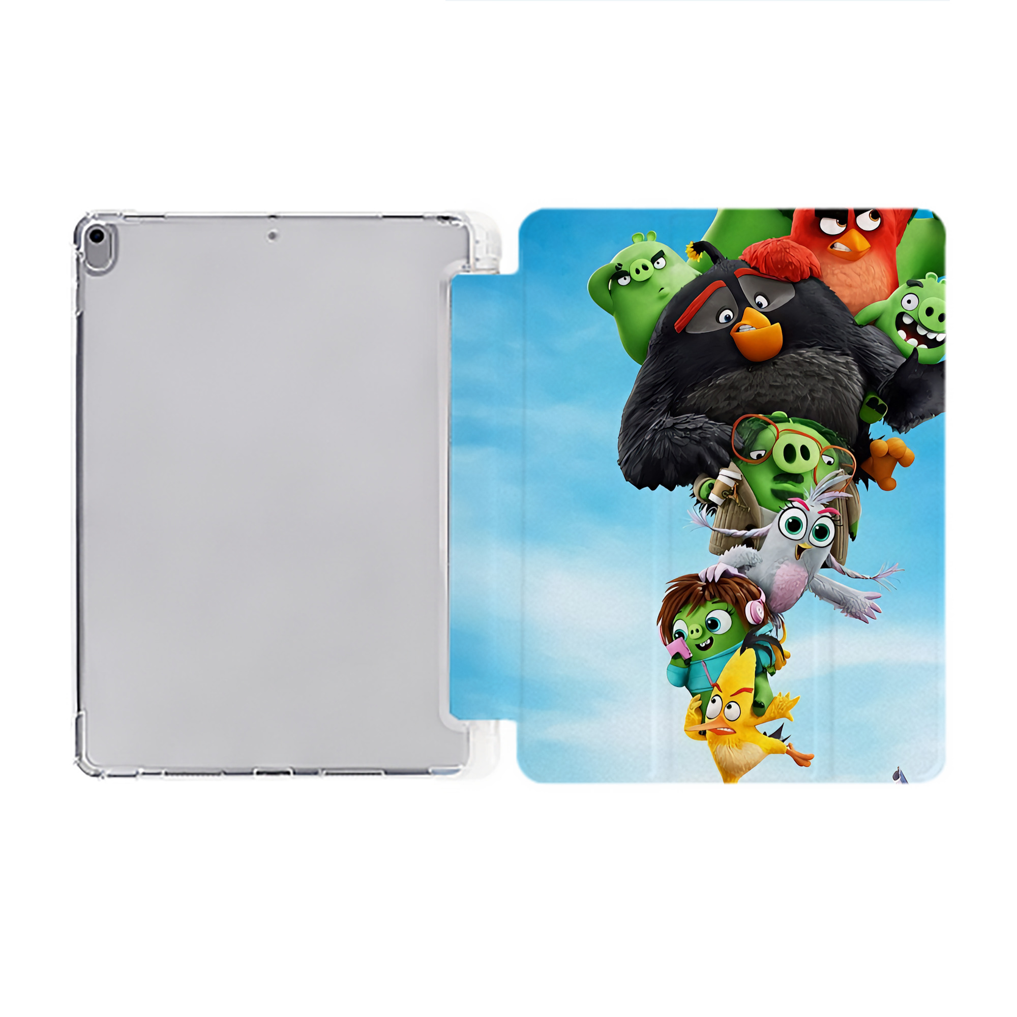 （画像用） Angry Birds アングリーバード IPad ケース ペン収納付き 三つ折りスタンド PUレザー×シリコン 対応機種9.5/10.5/10.9インチ